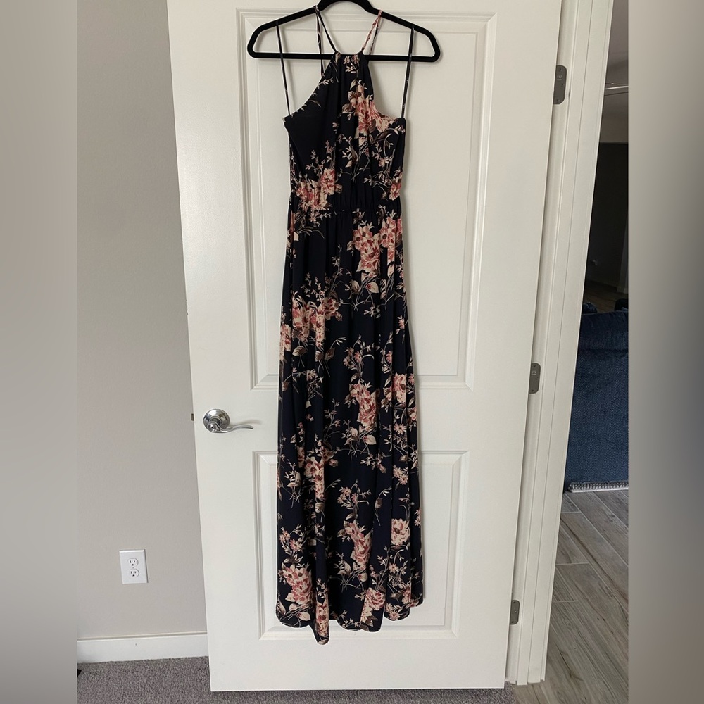 Lulu’s Feel the Music Midnight Blue Floral Print Maxi Dress Size Small NWOT - Picture 6 of 15